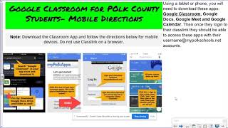 Laptop directions for classlink and google classroom