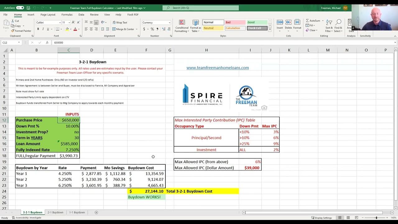 3 2 1 buydown calculator youtube