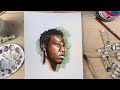 Painting a portrait with watercolors  how to tutorial  rembrandt watercolor  royal talens