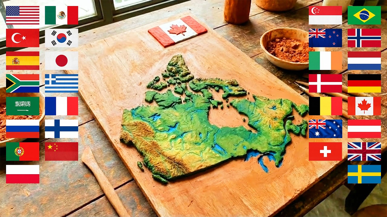 [COMBINED] Sculpting Country Map Made From Modeling Clay. Which of these maps do you know?
