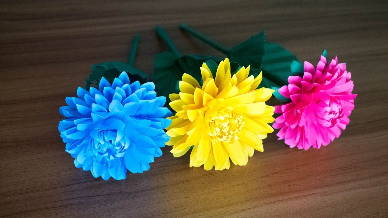 How to Make Paper Dahlia Flower Craft at Home | Paper DIY | Kagojer Ful