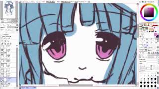 How to CG Hair Eyes And Face [Paint Tool SAI]