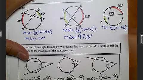 Unit 7 Geometry Circles - Angles formed by Chords Secants and Tangents