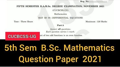 DIFFERENTIAL EQUATIONS         |       5th sem    B.Sc. Mathematics     Question paper 2021 #calicut