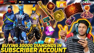 Buying 30000++ Diamonds In A Noob Subscriber Account New World Record OMG Reaction Garena Free Fire