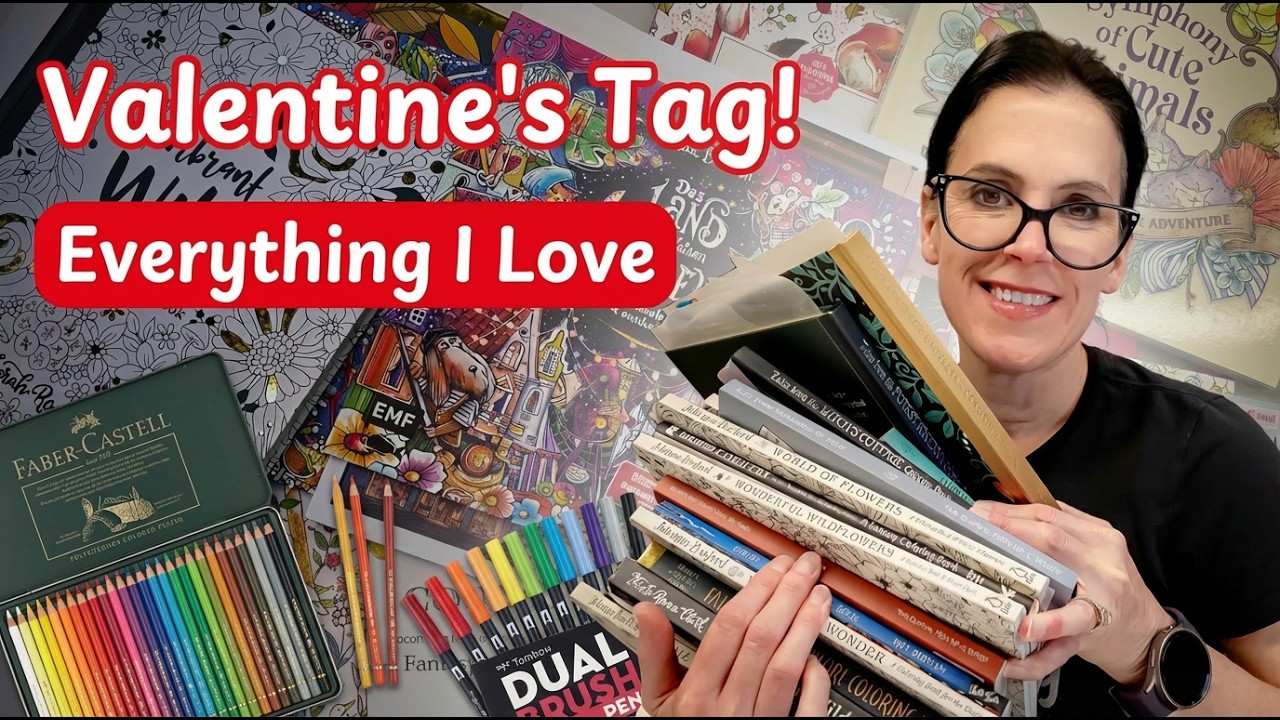 Valentines Adult Coloring Tag | Full Q&A @colouringwithamy