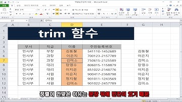 [엑셀실무강의] 18강. 문자열 앞뒤 공백 삭제하기(trim 함수)