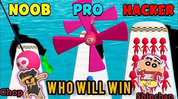 NOOB vs PRO vs HACKER In Fun Race 3D With SHINCHAN And CHOP | IamBoltGaming
