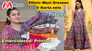 70% Off Myntra Ethnic Maxi Dresses & Kurta Set Haul | Cotton/ Embroidered Dresses | Valentine’s Sale