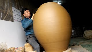 The process of making a very large jar in 20 days! Amazing Korean earthenware factory