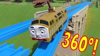 360º TOMICA Thomas and Friends: Diesel 10 FALLS off the Viaduct!