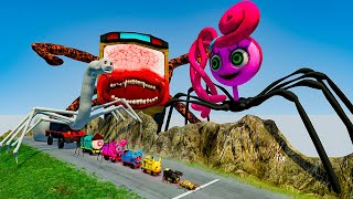 ALL MONSTERS Big & Small Cars vs Downhill Madness with BUS EATER & MOMMY LONG LEGS - BeamNG.Drive