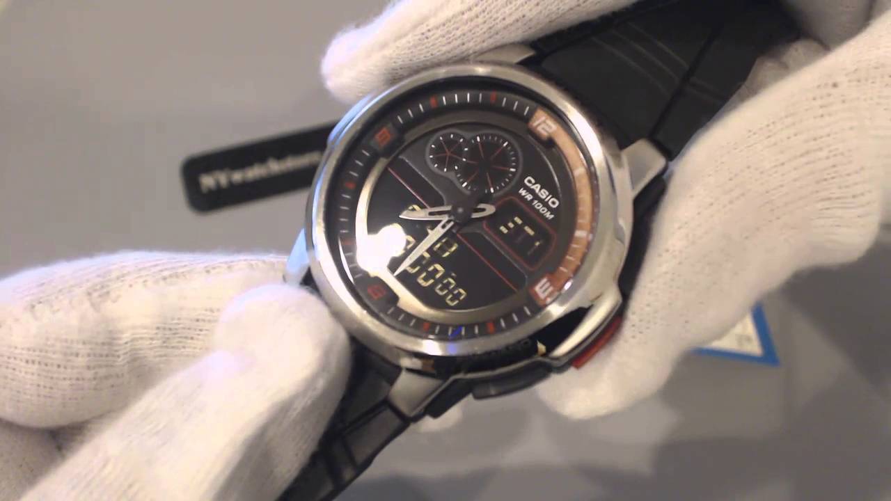 Men's Casio Analog Digital Thermometer Watch AQF 102W 1BV - YouTube