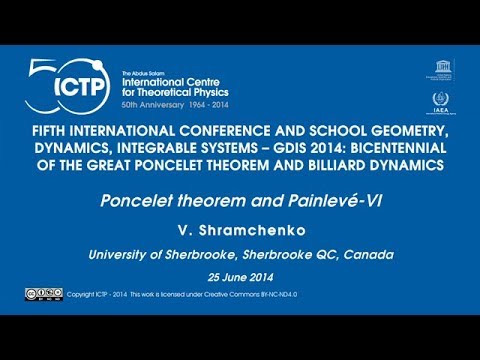 Poncelet theorem and Painlevé-VI - Vasilisa Shramchenko (25 June, 2014)