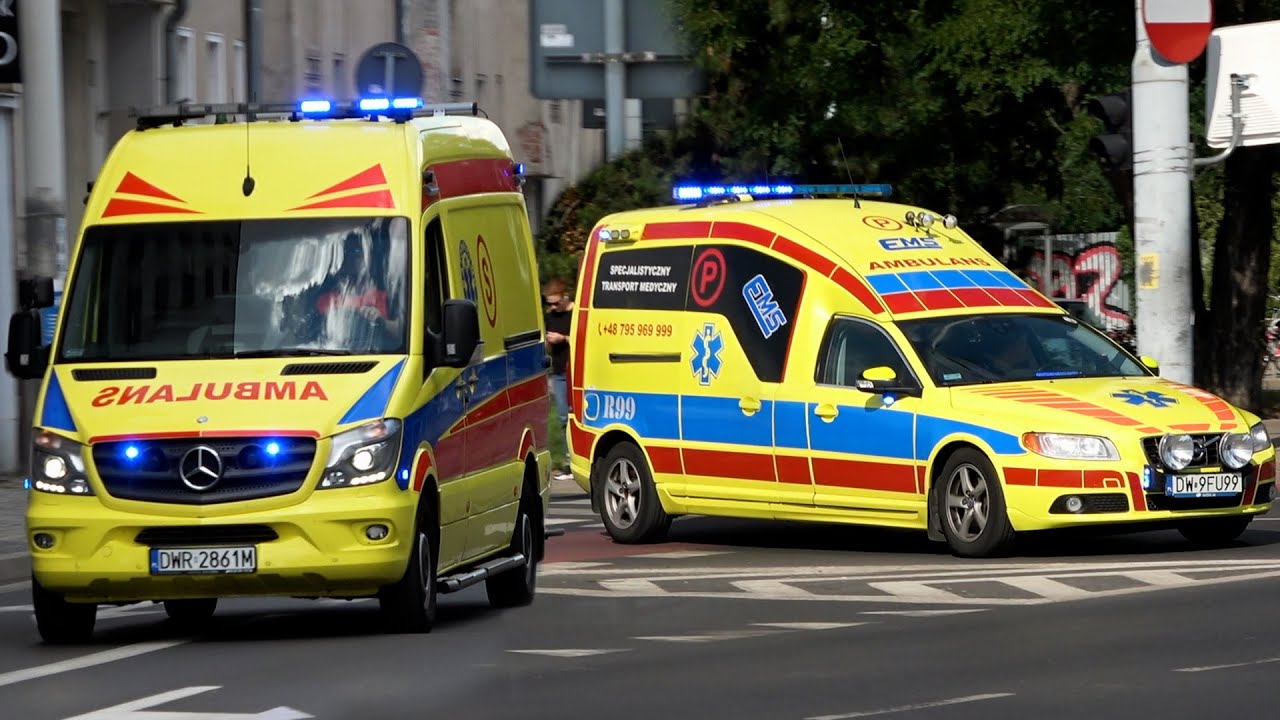 Straż Pożarna, Karetka, Transport Krwi, Firma Energetyczna oraz Policja na sygnale we Wrocławiu