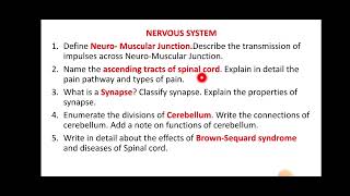 BPT Physiology Repeated Essay Questions / BPT Important Questions