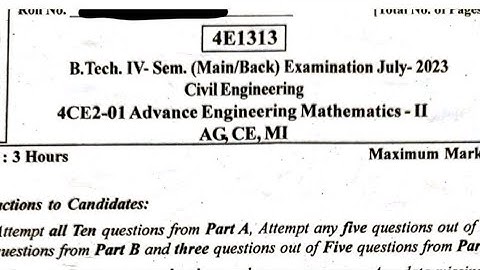 B.tech 4th semester|| Civil engineering|| advance engineering mathematics 2||