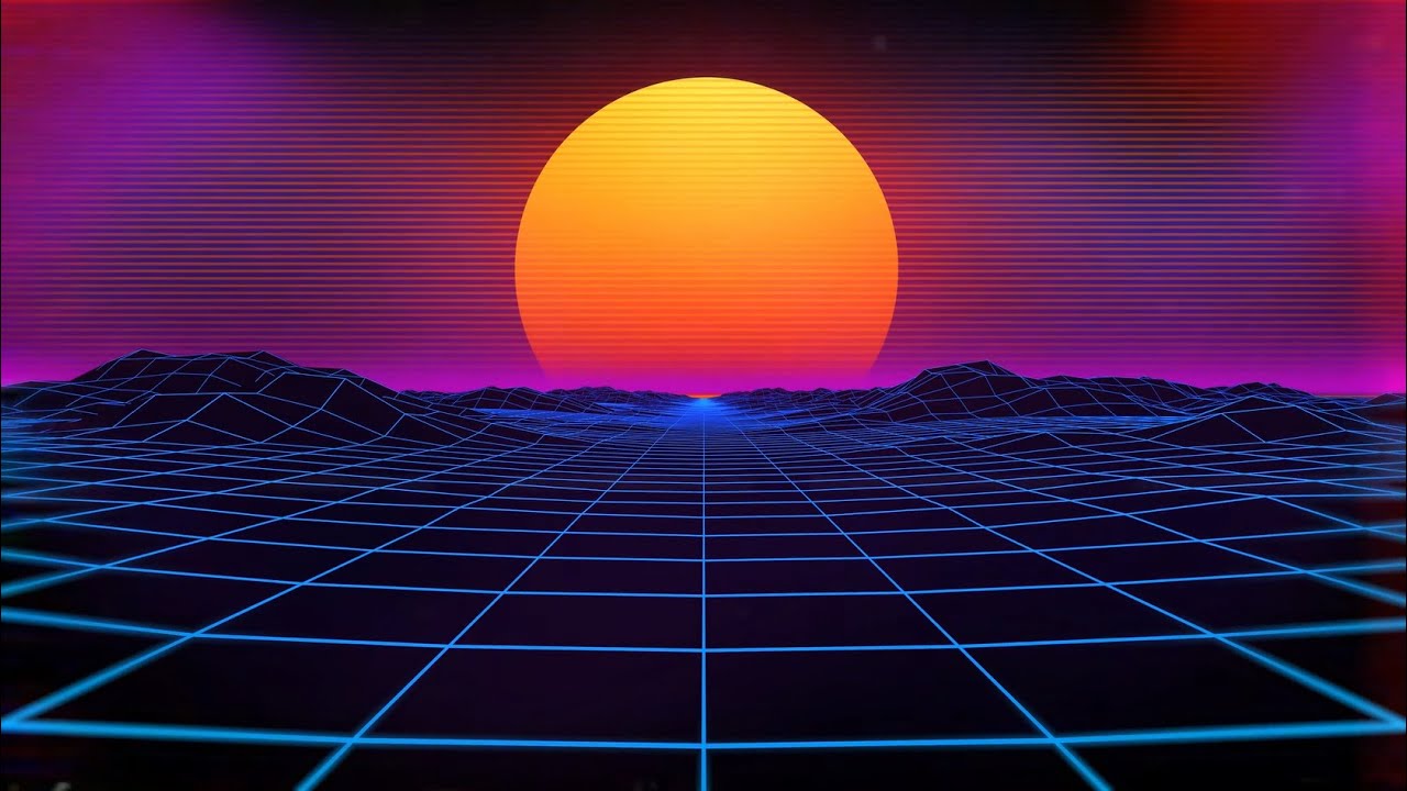 80's NEON SUNSET - RETRO SYNTH ROAD Background Screensaver - 1 hour ...