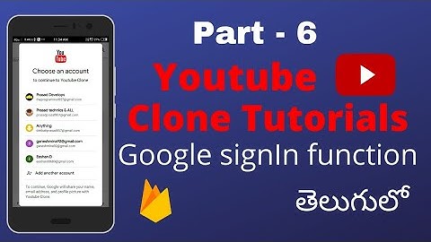 Youtube Clone - SignIn with Google | Firebase authentication |  android studio tutorials in telugu