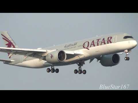 Qatar Airways Airbus A350-900 (A7-ALC) landing at KIX/RJBB (Osaka - Kansai) RWY 24L