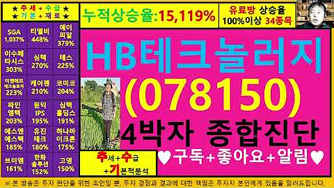 HB테크놀러지(078150)4차원종목진단및향후주가전망 추수기(추수)전문가