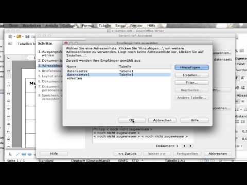 Video: Wie drucke ich Versandetiketten in OpenOffice?
