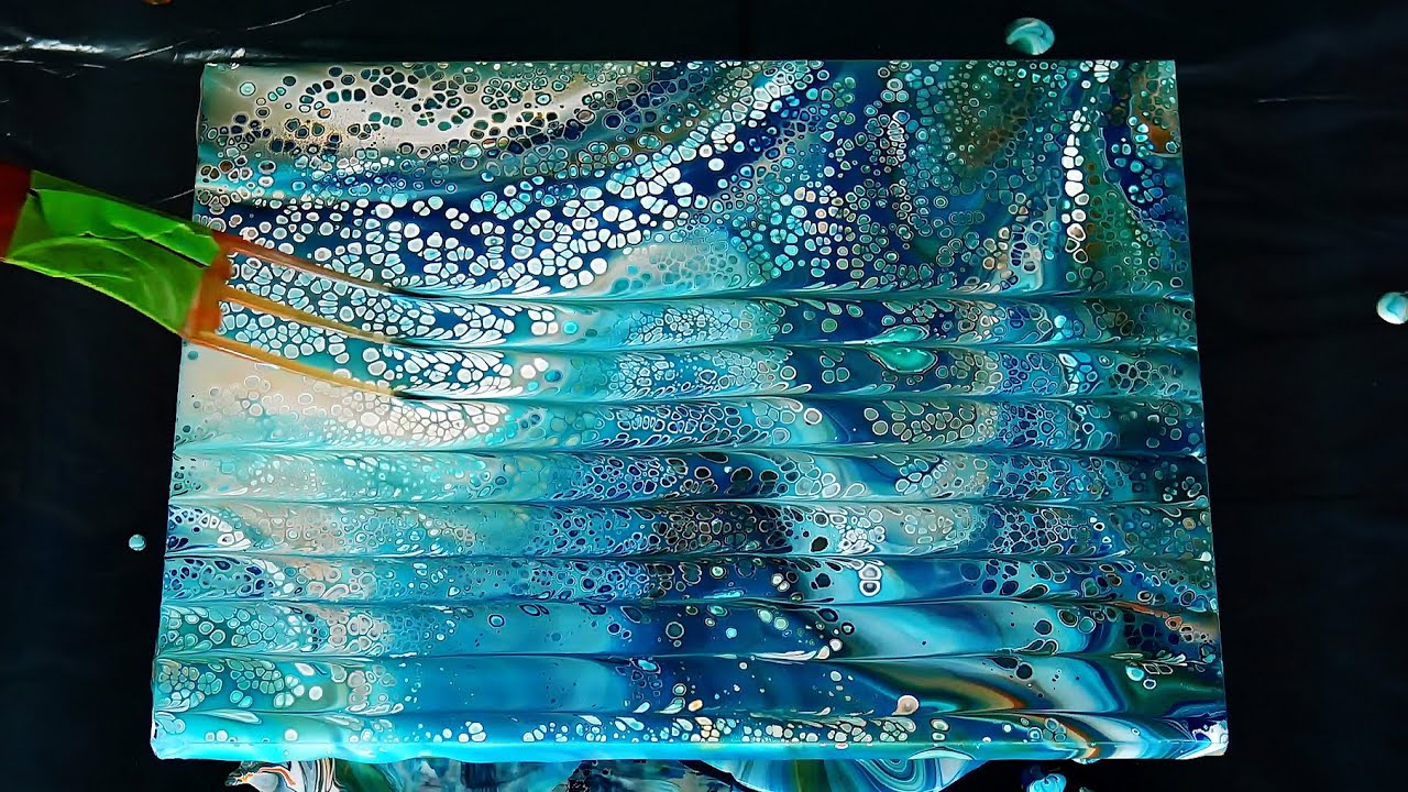 (742) Acrylic pour COMB SWIPE ~ Flip and drag ~ Fluid painting with ...