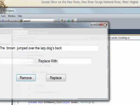 C# Edge 72 -  C# String Manipulation 4 - Remove and Replace