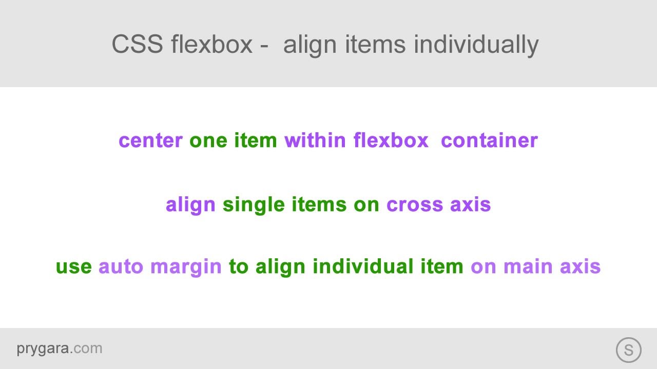 CSS flexbox - align items individually - YouTube