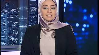 Woman Arab TV News Presenter in Satin Head Scarf Hijab