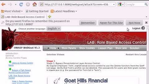 WebGoat v5.3 - Access Control Flaws - LAB - Stage 1: Bypass Business Layer Access Control