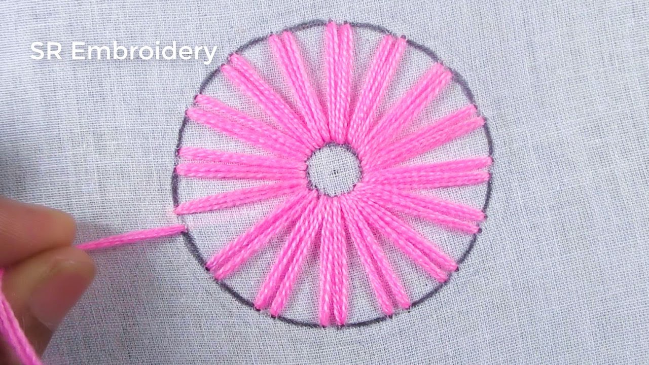 Hand Embroidery Circle Design,Easy Flower Embroidery Trick,Hand