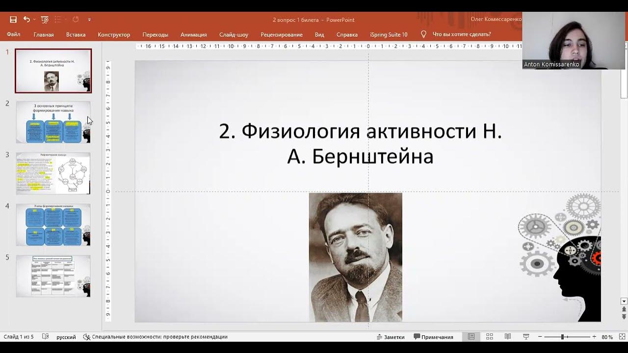 Физиология активности Н. А. Бернштейна - YouTube