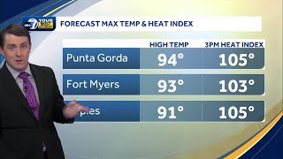 Hot and humid with a chance for a few downpours Tuesday