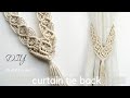 DIY macrame curtain tie back tutorial, macrame diamond pattern with tassel, tutorial #70