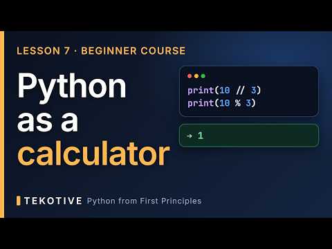 Python for Beginners, Lesson 7: Arithmetic: Division, Modulo, Powers, Percentages
