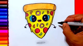 How to draw a cute pizza | Zed cute drawings