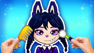 Labubu Addams Glow Up Makeup Blind Bag Unboxing Paper Diy