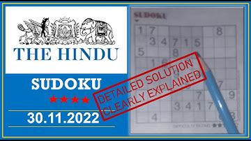 How to Solve 4 Star Hindu  Sudoku Nov 30,  2022 -  Step By Step Solution