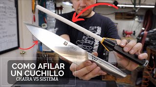 Como afilar un cuchillo, con chaira o sistema cuál es MEJOR?
