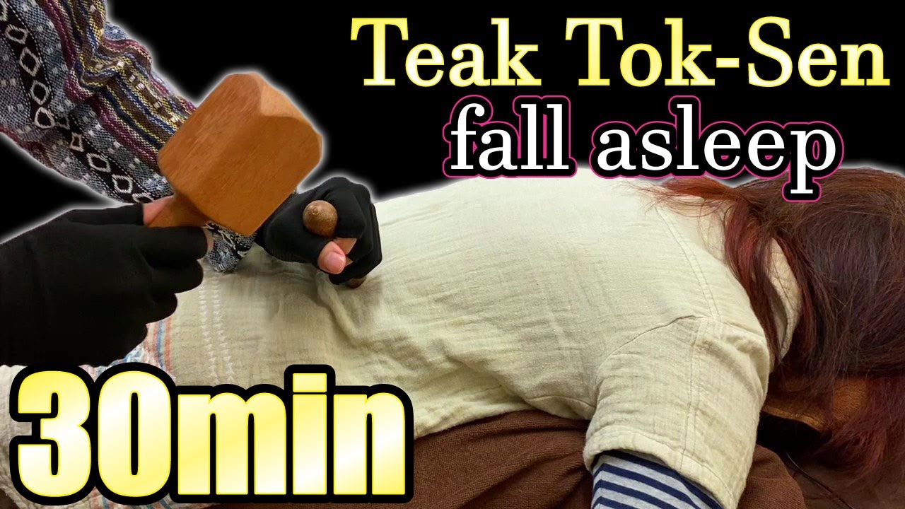 Teak Wood tok sen asmr【relaxing 30min】full body hammer massage