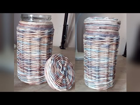 МК. Банка под сыпучие из бумажной лозы. Jars for loose paper vines. #ольгасержантова