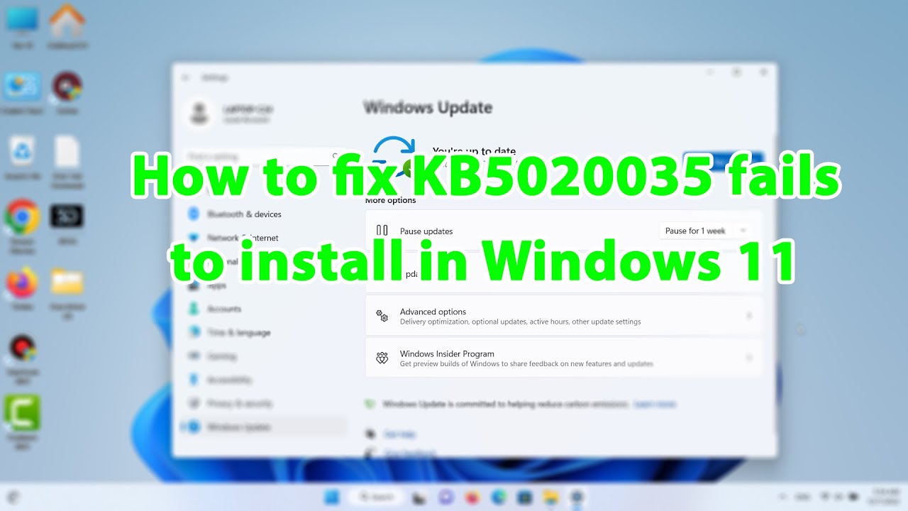 How to fix KB5020035 fails to install in Windows 11 [2022] - YouTube