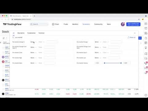 How to use the tradingview screener premarket filters - YouTube