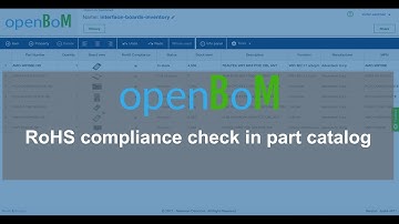 openBoM: RoHS compliance check in part catalog