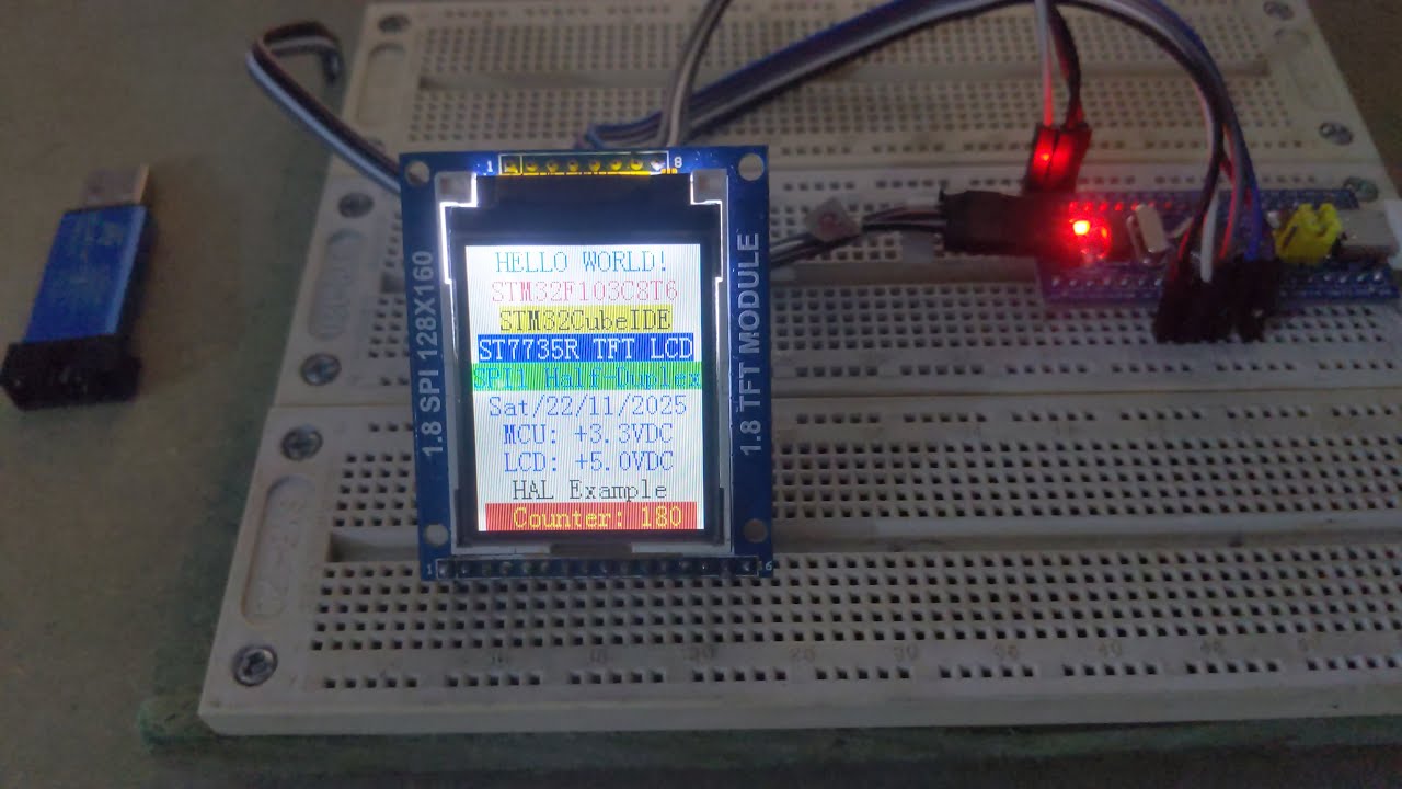 STM32 Blue Pill HSPI1 and ST7735 128x160 TFT LCD - YouTube