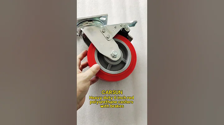 Heavy industrial casters 6 inch red polyurethane swivel casters with brakes