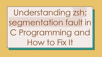Understanding zsh: segmentation fault in C Programming and How to Fix It