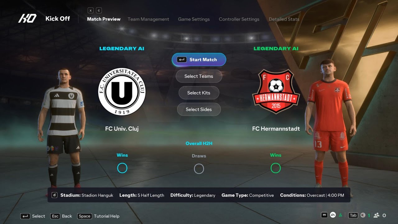 U Cluj vs Hermannstadt | Superliga | EA FC 26 | Simulare