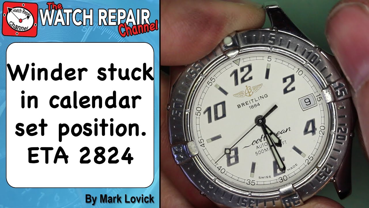 ETA 2824 Winder stuck in calendar position. How to fix. Watch Repair